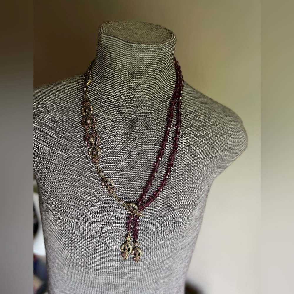 Amethyst crystal statement necklace vintage.
